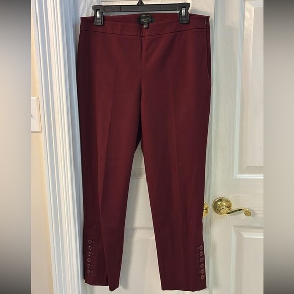 Talbots Pants - Talbots Chatham Burgundy Crop Pants Button Ankle Detail SZ 8P